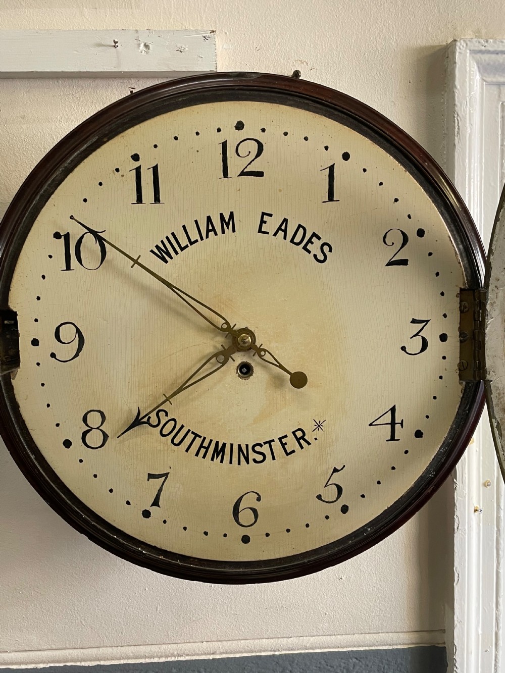 Large wooden dial wall clock View VI