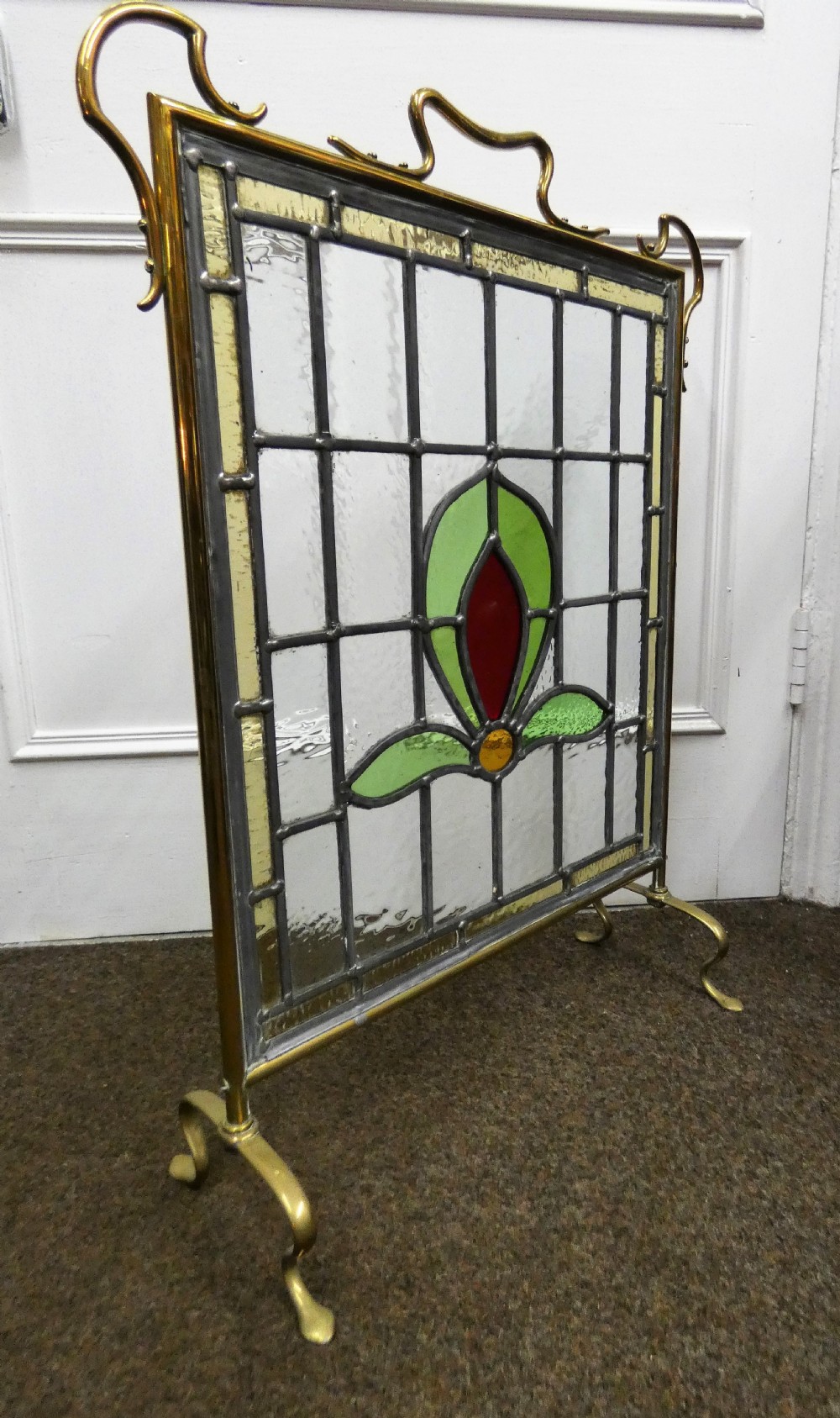 Arts & Crafts stained glass firescreen View II