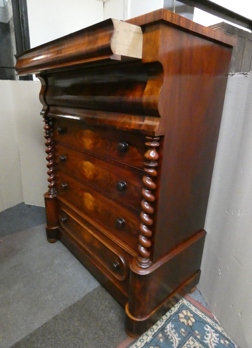 large mahogany Scottish chest of drawers / scotch chest of drawers View V