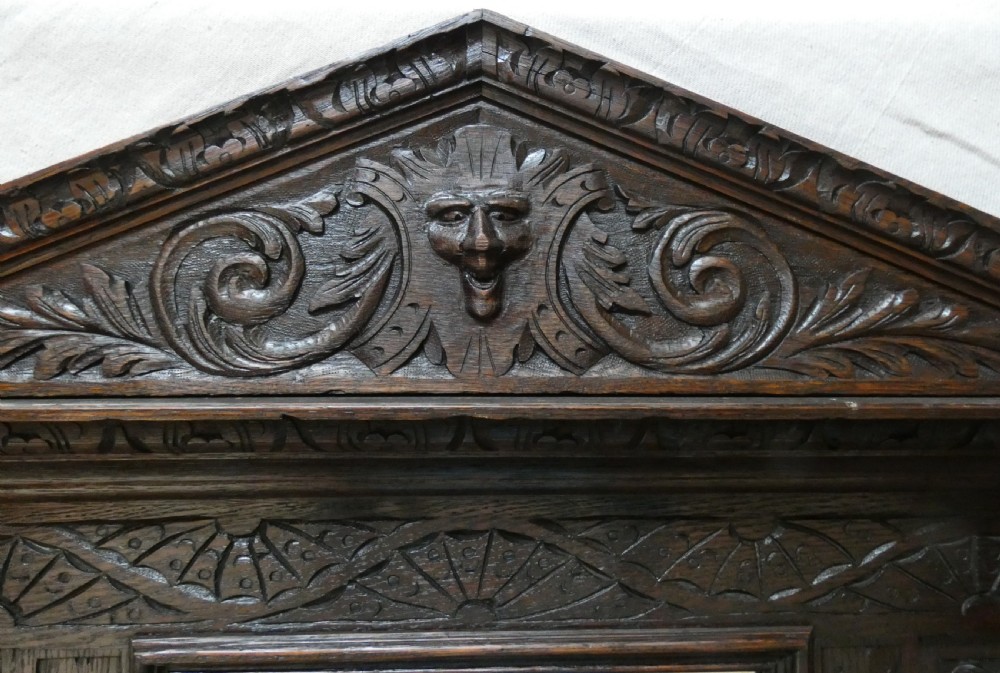 Carved oak green man hall stand View IV