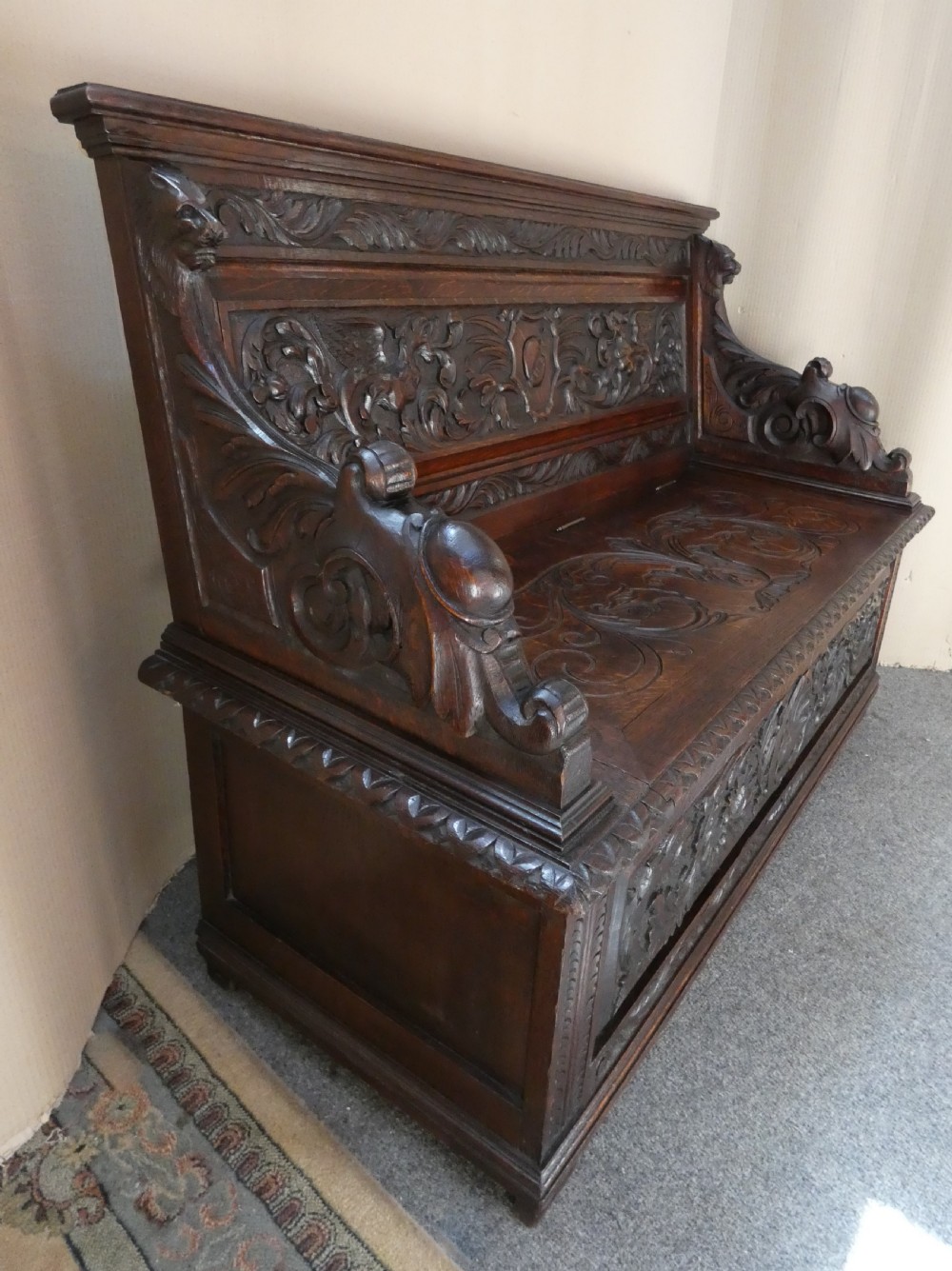 carved oak settle View V