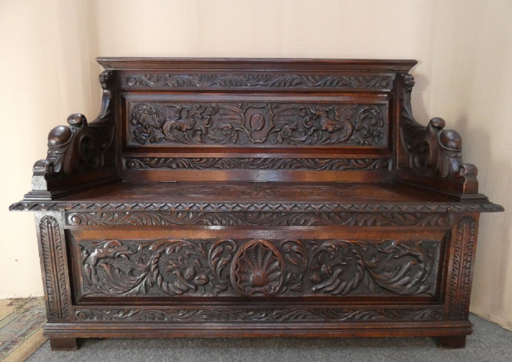 carved oak settle View IX