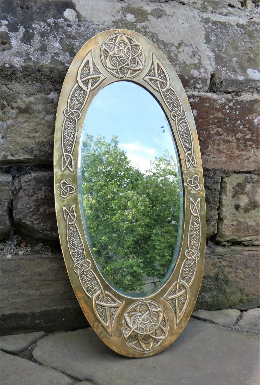 Arts & Crafts Glasgow School brass wall mirror