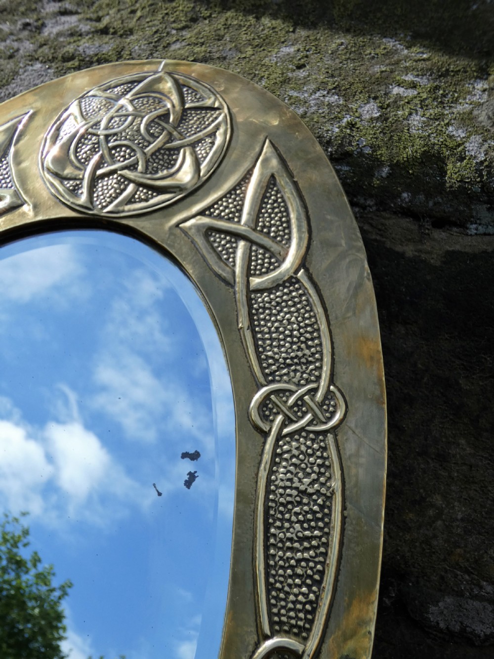 Arts & Crafts Glasgow School brass wall mirror View VI