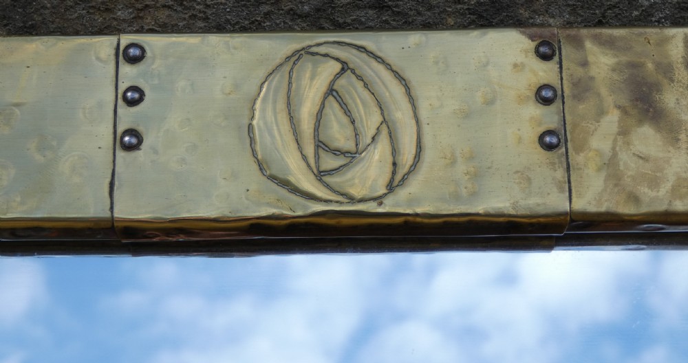 Large brass Arts & Crafts mirror - Glasgow Rose Design View V