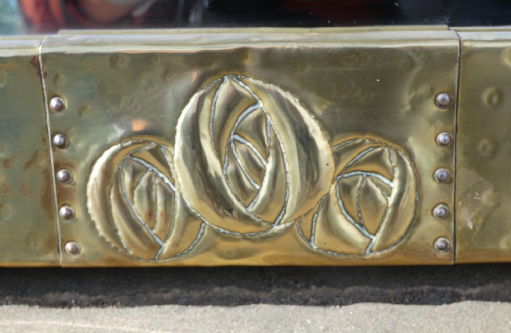Large brass Arts & Crafts mirror - Glasgow Rose Design View VI