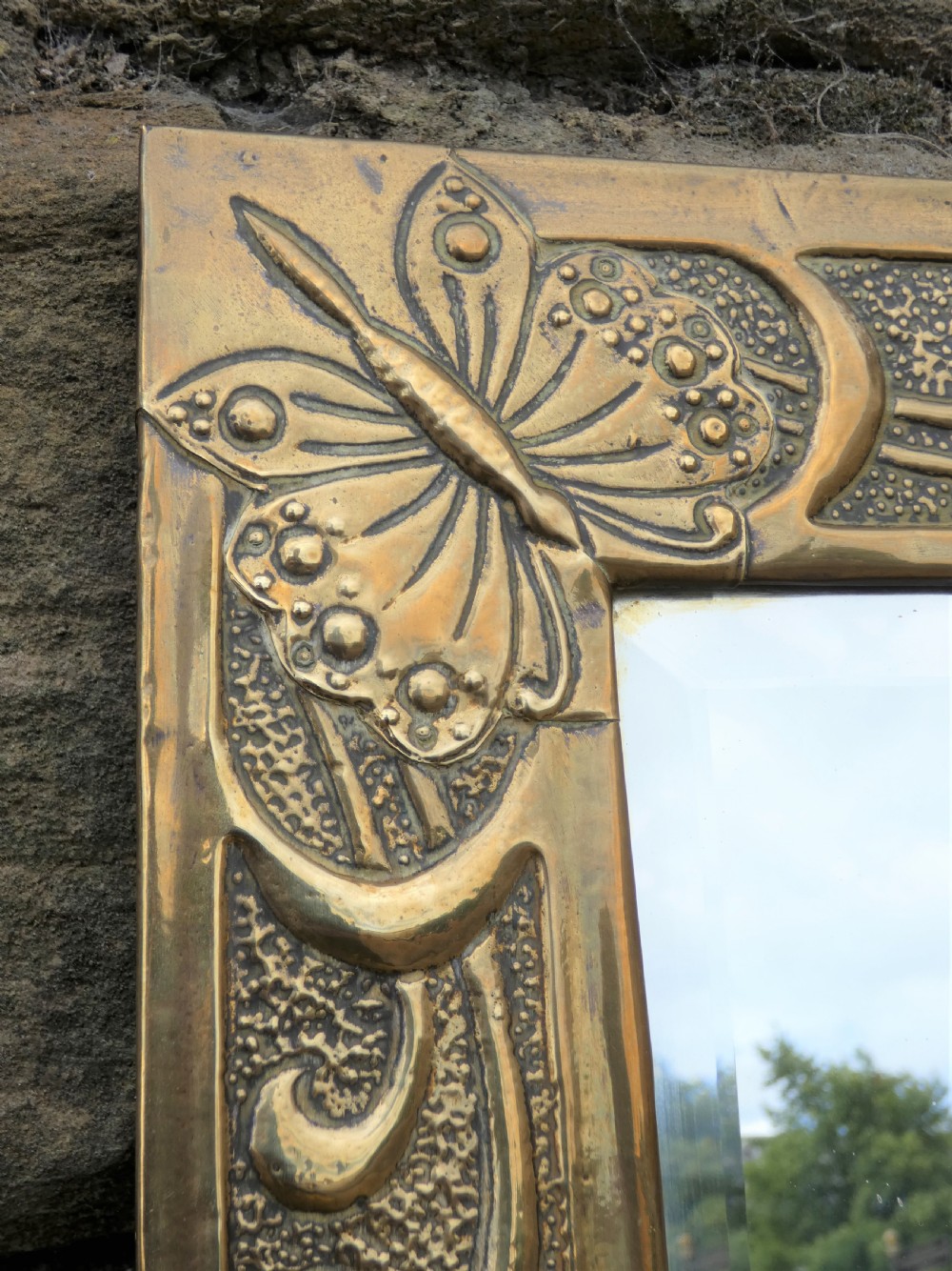 Arts & Crafts brass wall mirror View II
