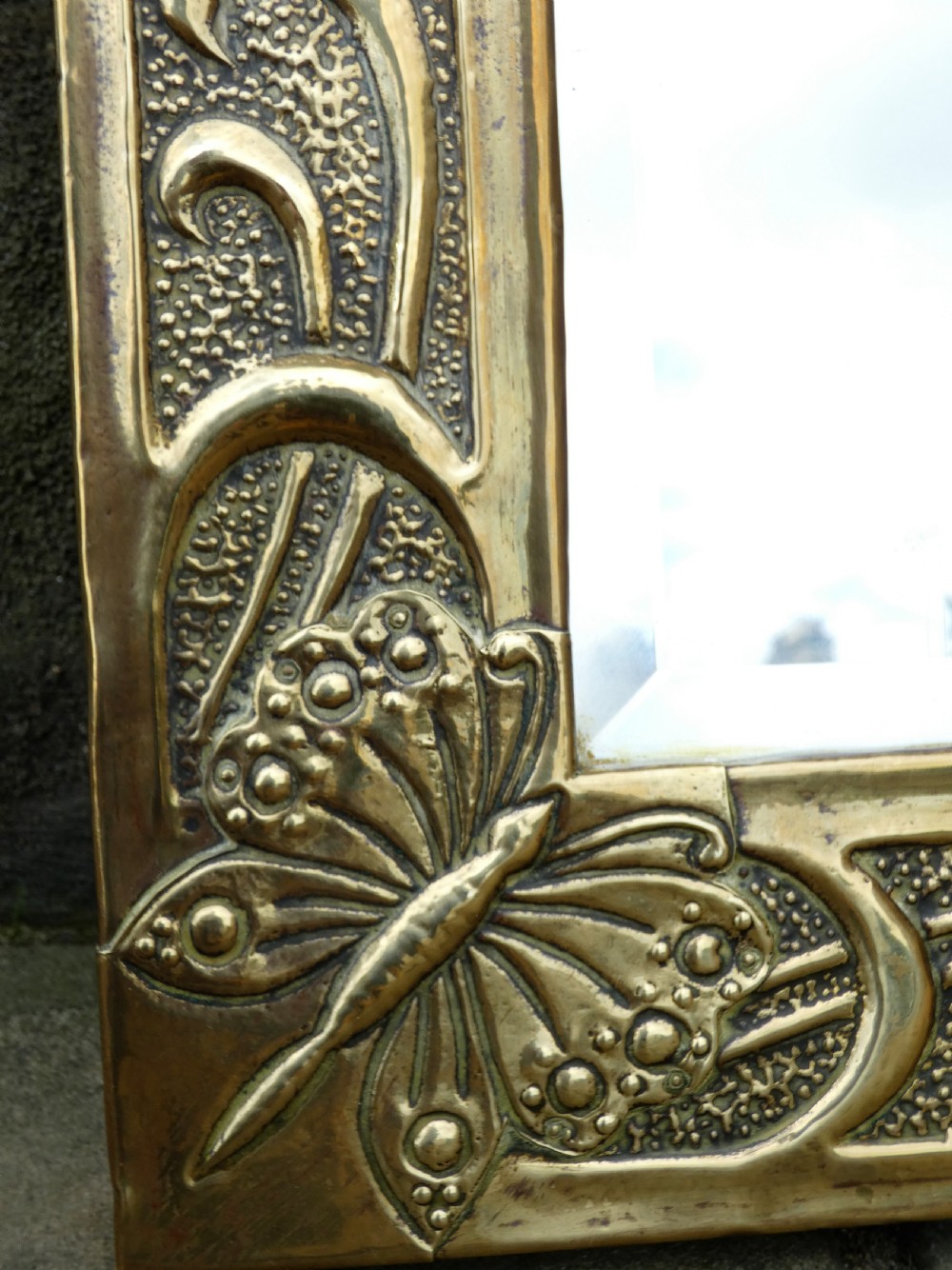 Arts & Crafts brass wall mirror View III