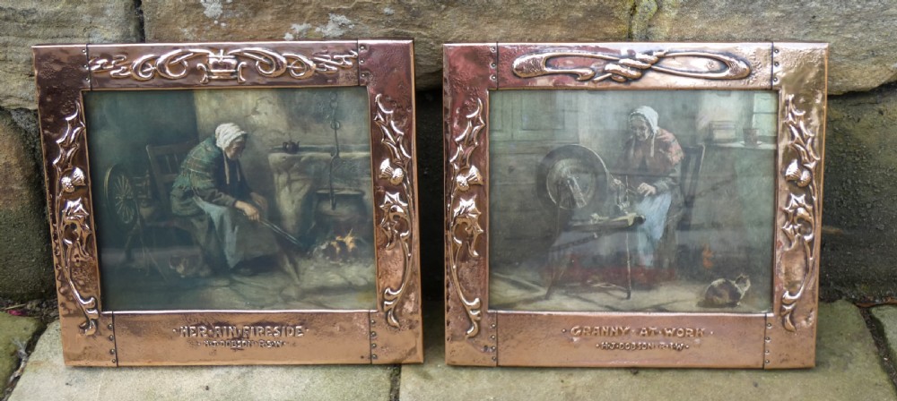 Arts & Crafts copper framed prints by HJ Dobson