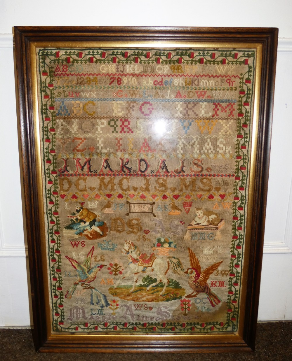 Large Victorian sampler - unusual subjects
