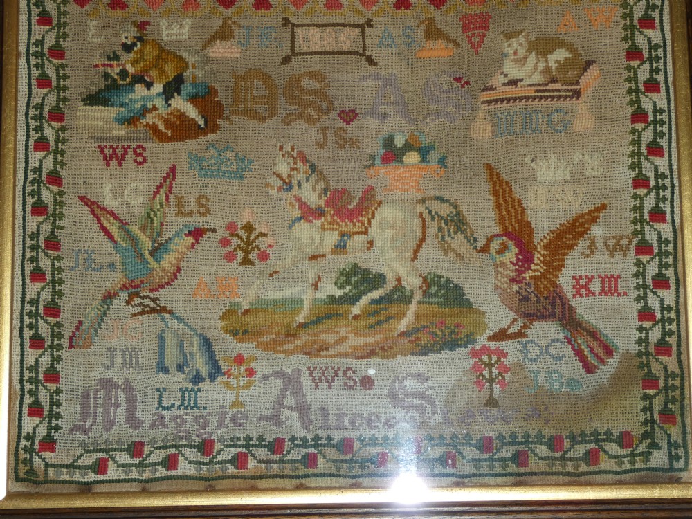 Large Victorian sampler - unusual subjects View II