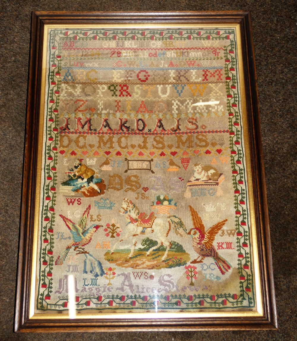 Large Victorian sampler - unusual subjects View V