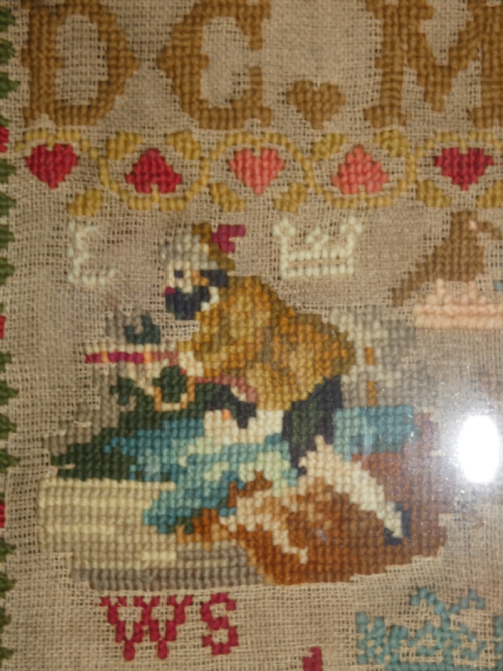 Large Victorian sampler - unusual subjects View VI