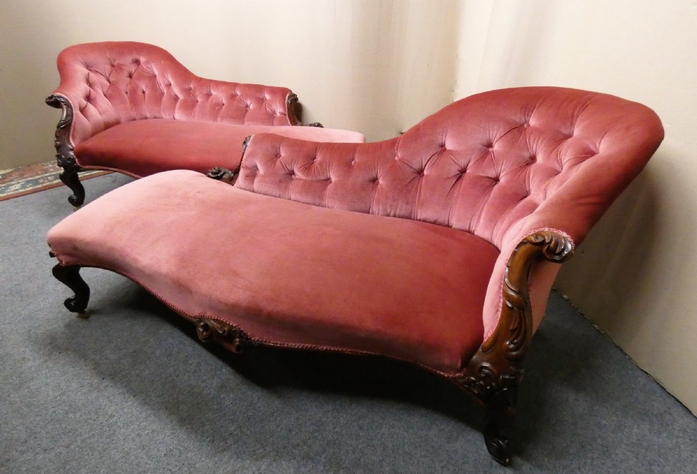 Pair of Victorian chaise longue View II