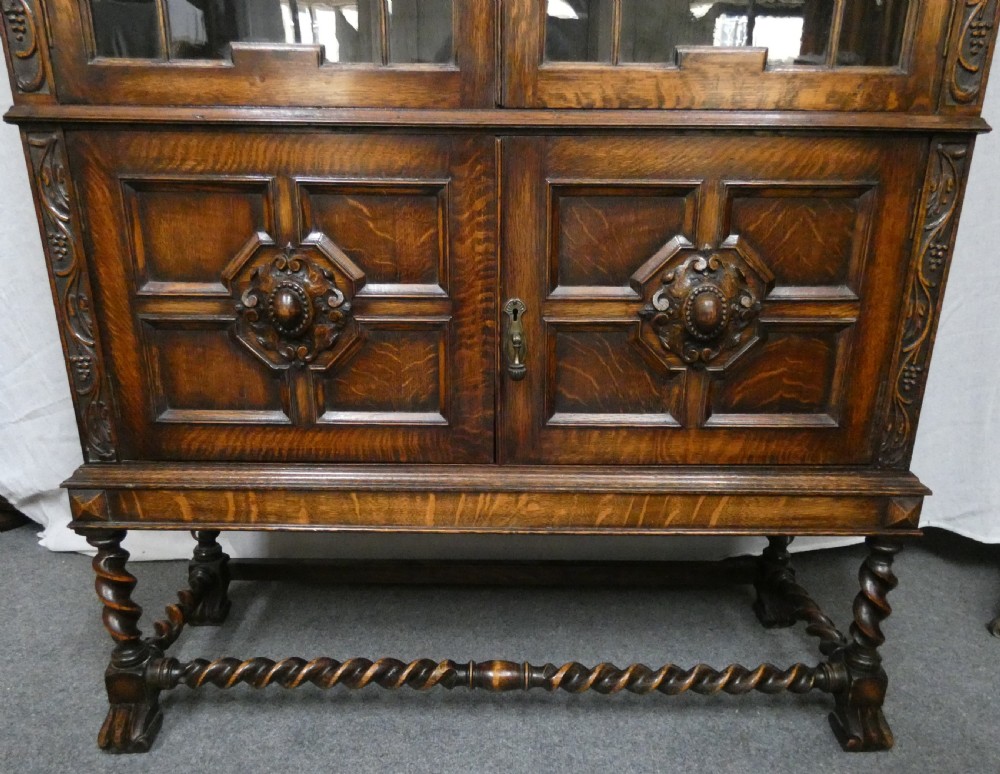 Tall oak cabinet bookcase View III