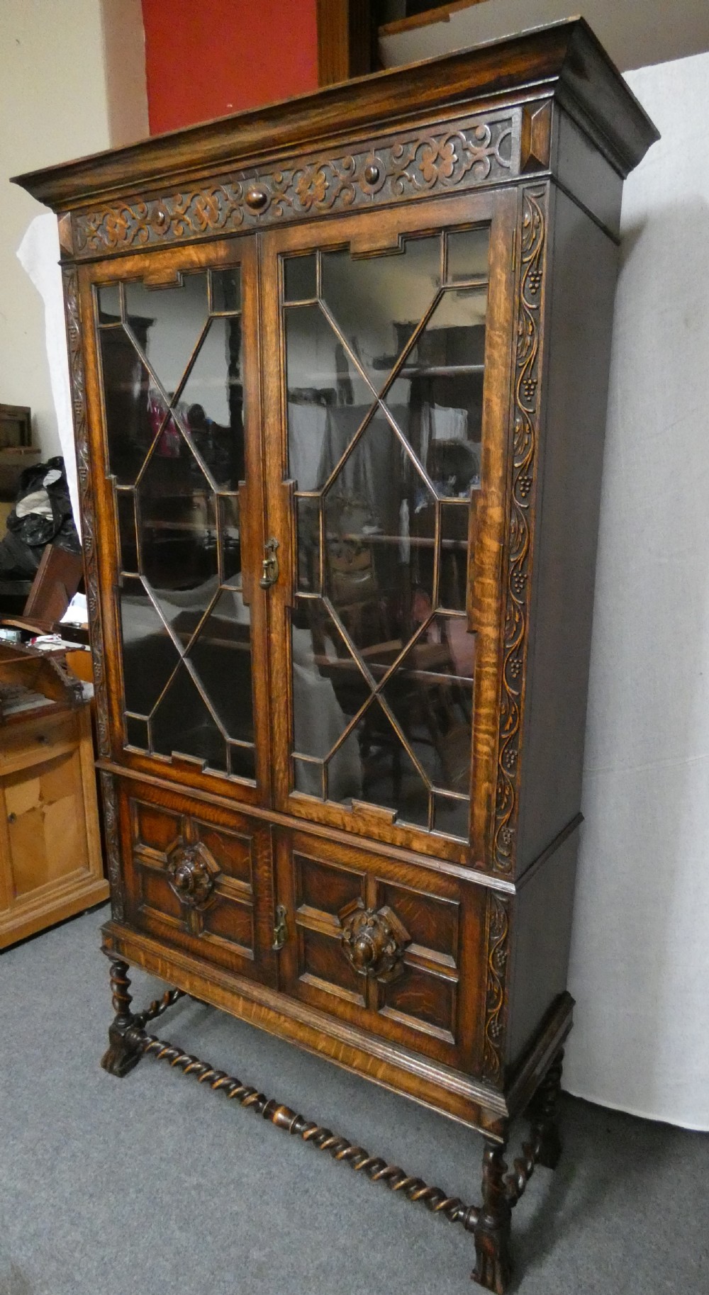 Tall oak cabinet bookcase View IV