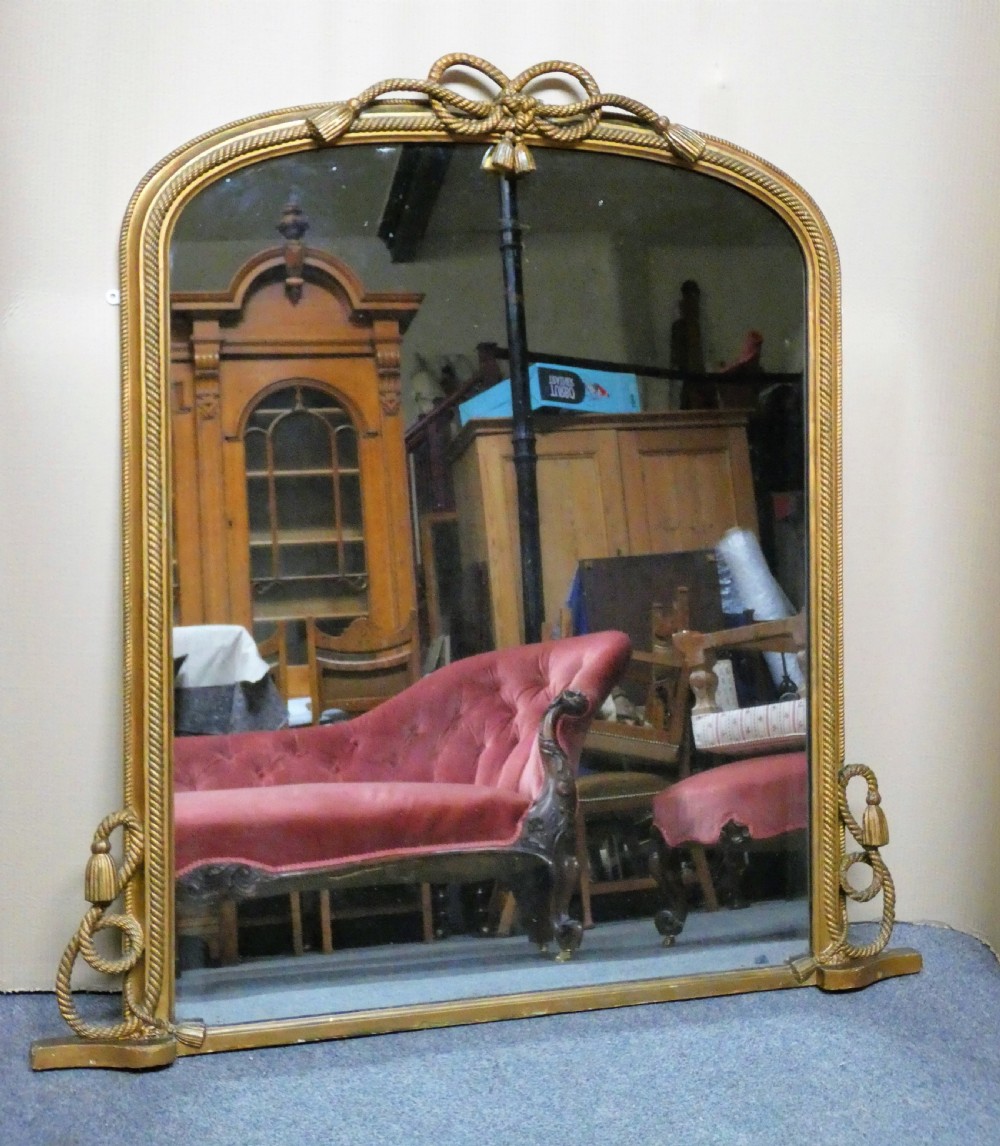 large giltwood overmantel mirror / overmantle mirror