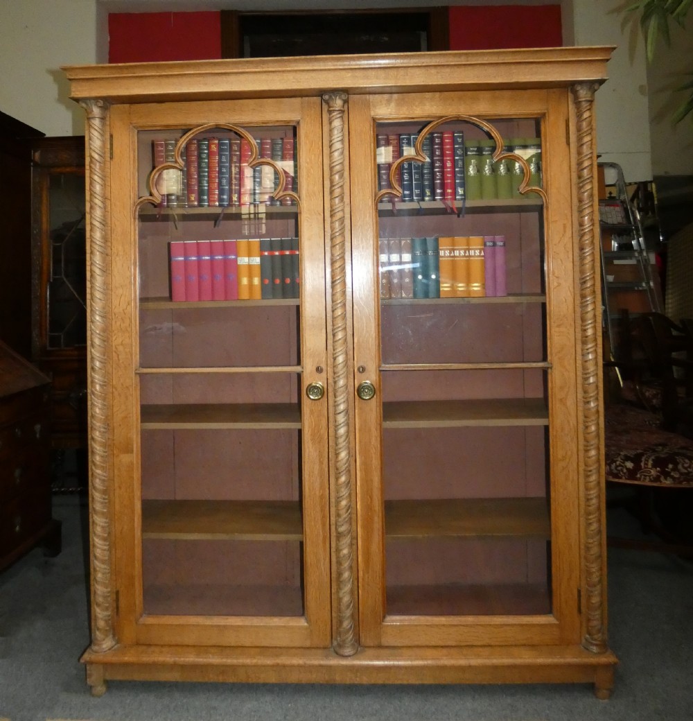 Tall oak bookcase