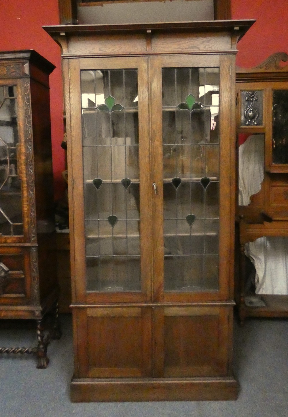Arts & Crafts oak bookcase View II