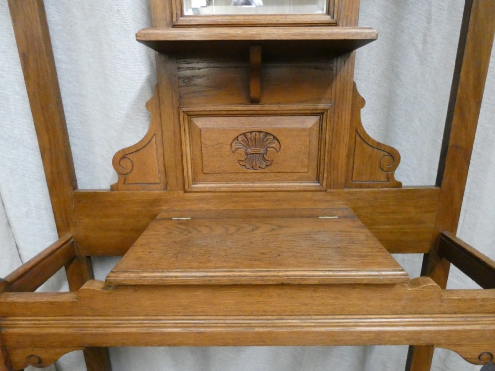 Art Nouveau oak hall stand View VI