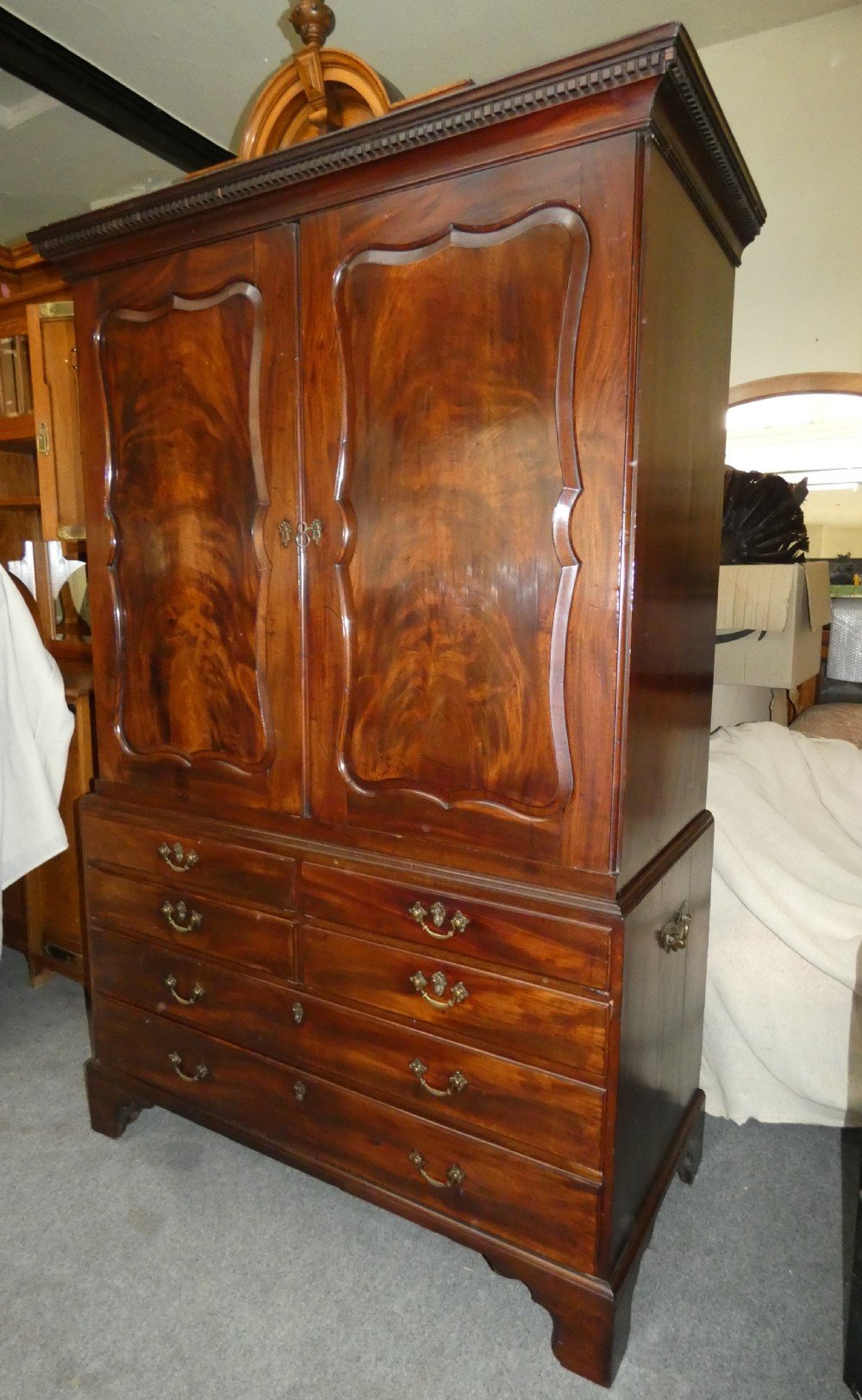 Georgian mahogany linen press View III