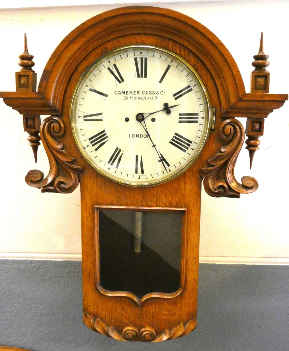 Oak drop dial wall clock - Camerer Cuss & Co