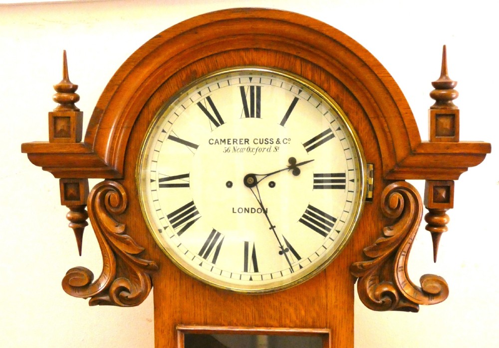 Oak drop dial wall clock - Camerer Cuss & Co View II