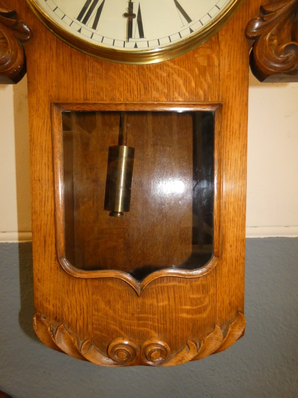Oak drop dial wall clock - Camerer Cuss & Co View VII