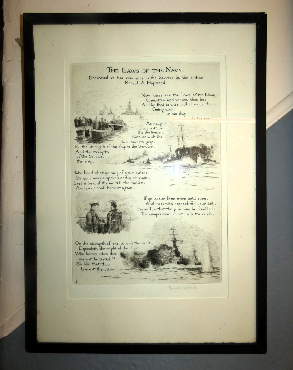 set of 4 Naval etchings - Rowland Langmaid View III