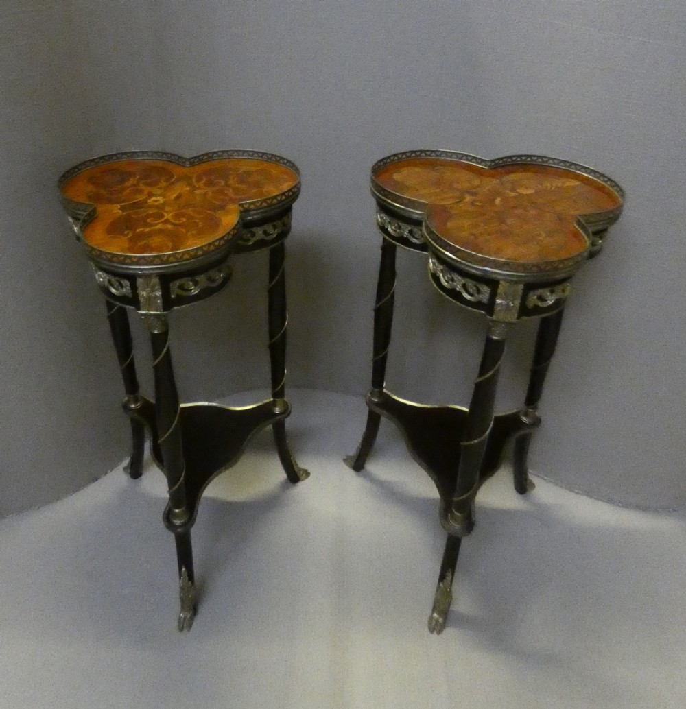 Pair of Napoleon 111 style trefoil tables