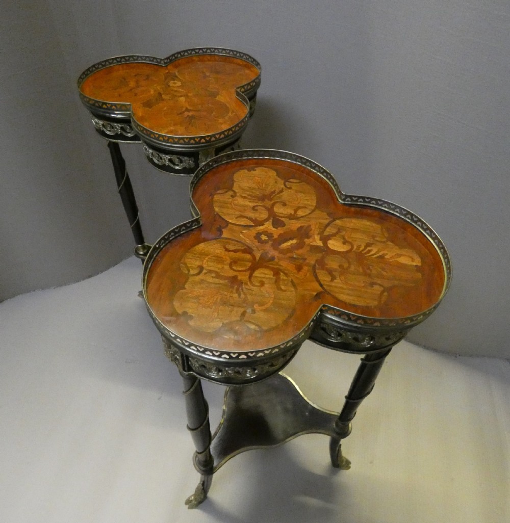 Pair of Napoleon 111 style trefoil tables View VII