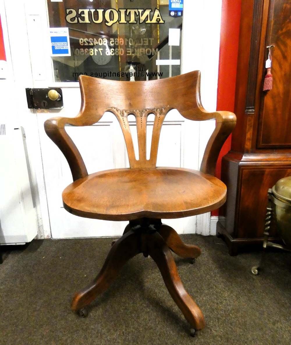 oak revolving desk chair / swivel desk chair