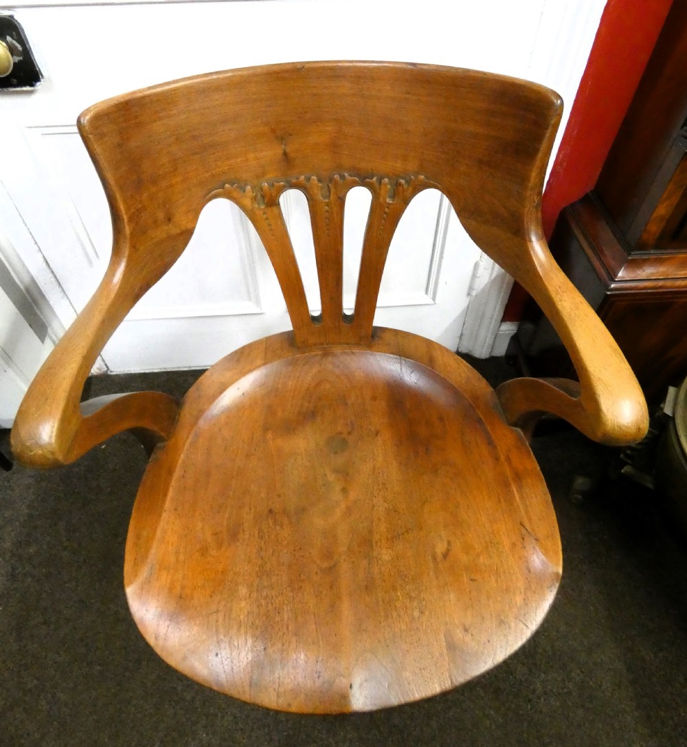 oak revolving desk chair / swivel desk chair View III