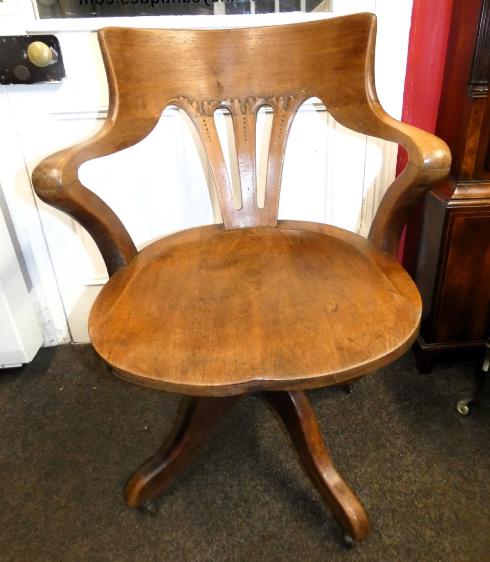 oak revolving desk chair / swivel desk chair View IV