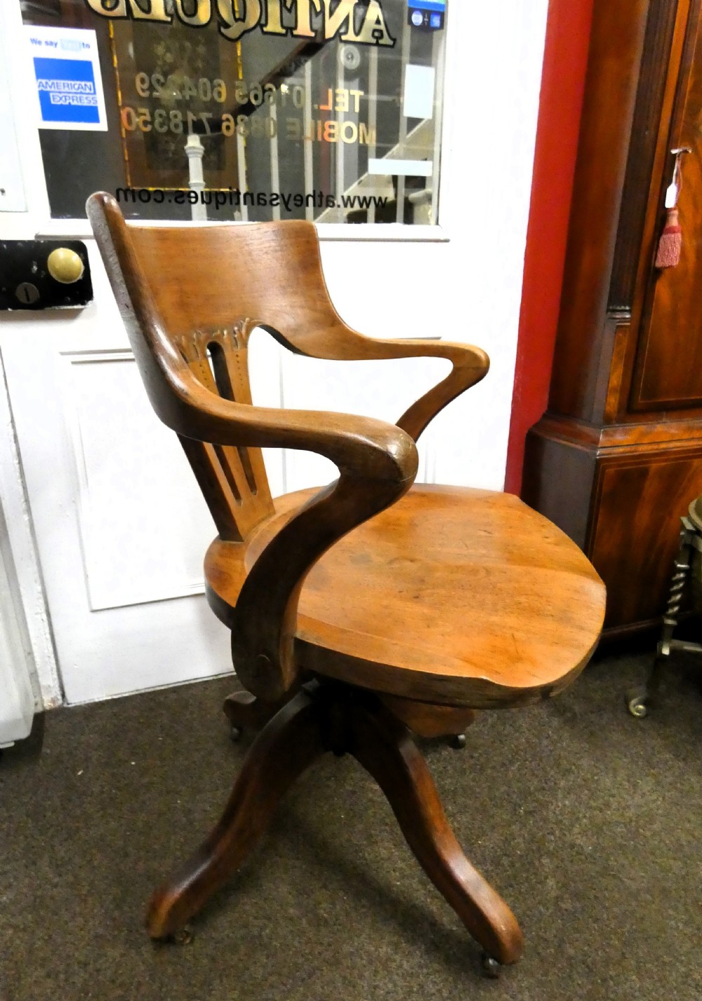oak revolving desk chair / swivel desk chair View V