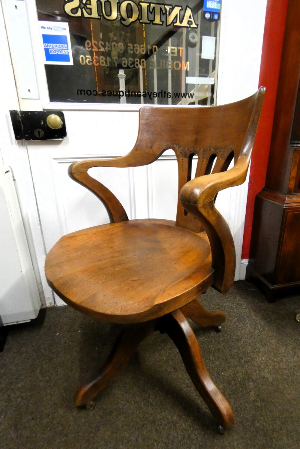 oak revolving desk chair / swivel desk chair View VI