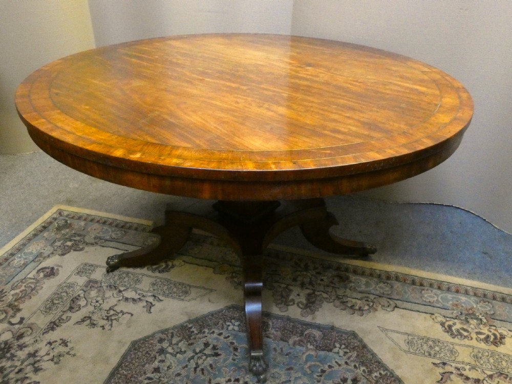 Regency mahogany centre table with brass inlay View III