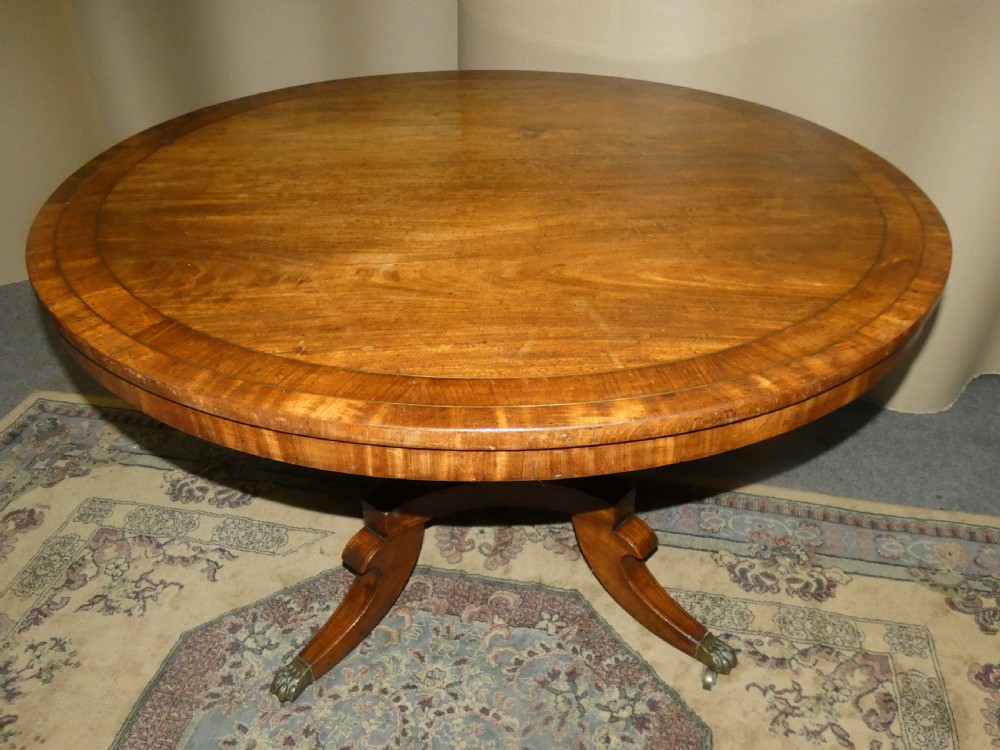 Regency mahogany centre table with brass inlay View V