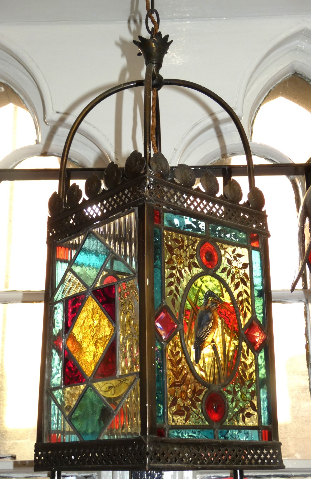 Arts & Crafts stained glass lantern