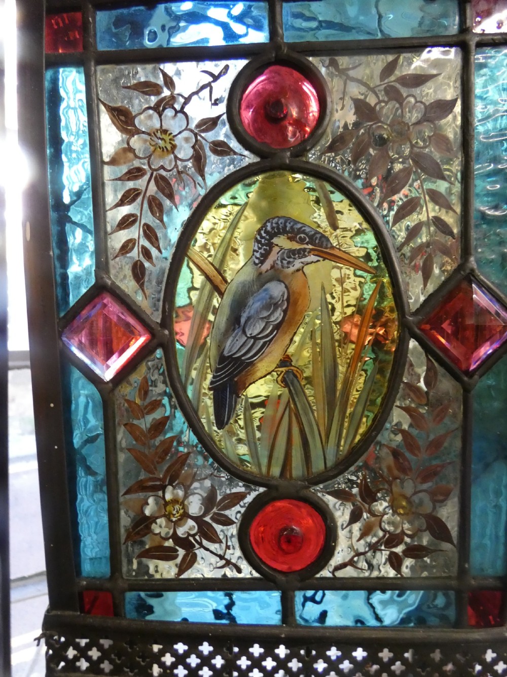Arts & Crafts stained glass lantern View II