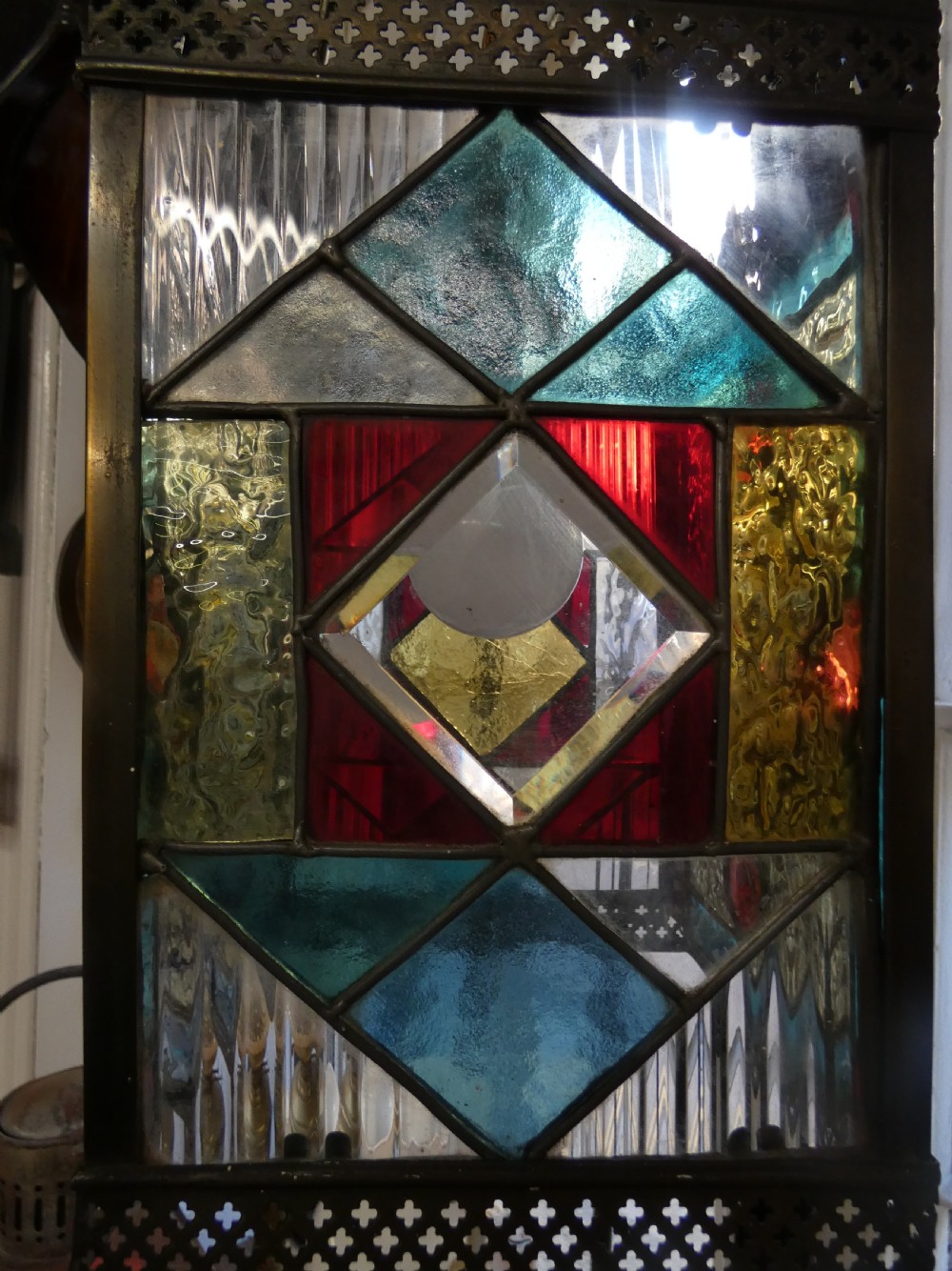Arts & Crafts stained glass lantern View III