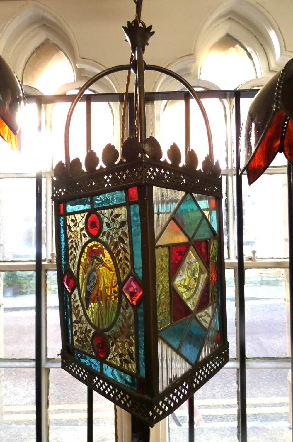 Arts & Crafts stained glass lantern View IV