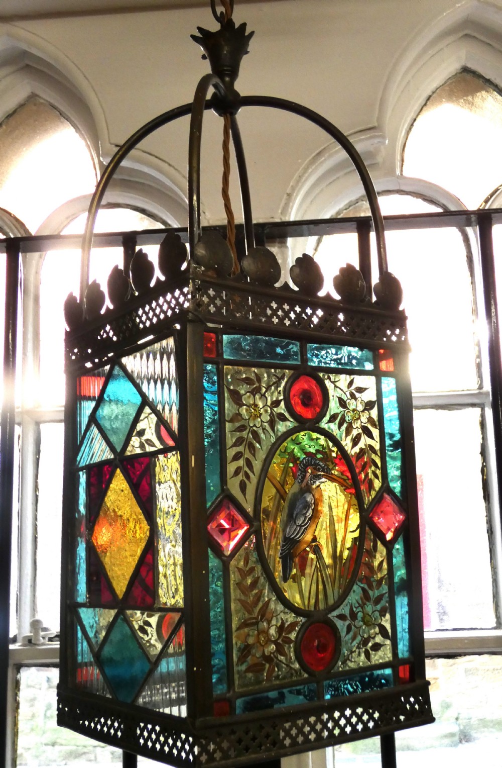 Arts & Crafts stained glass lantern View VII