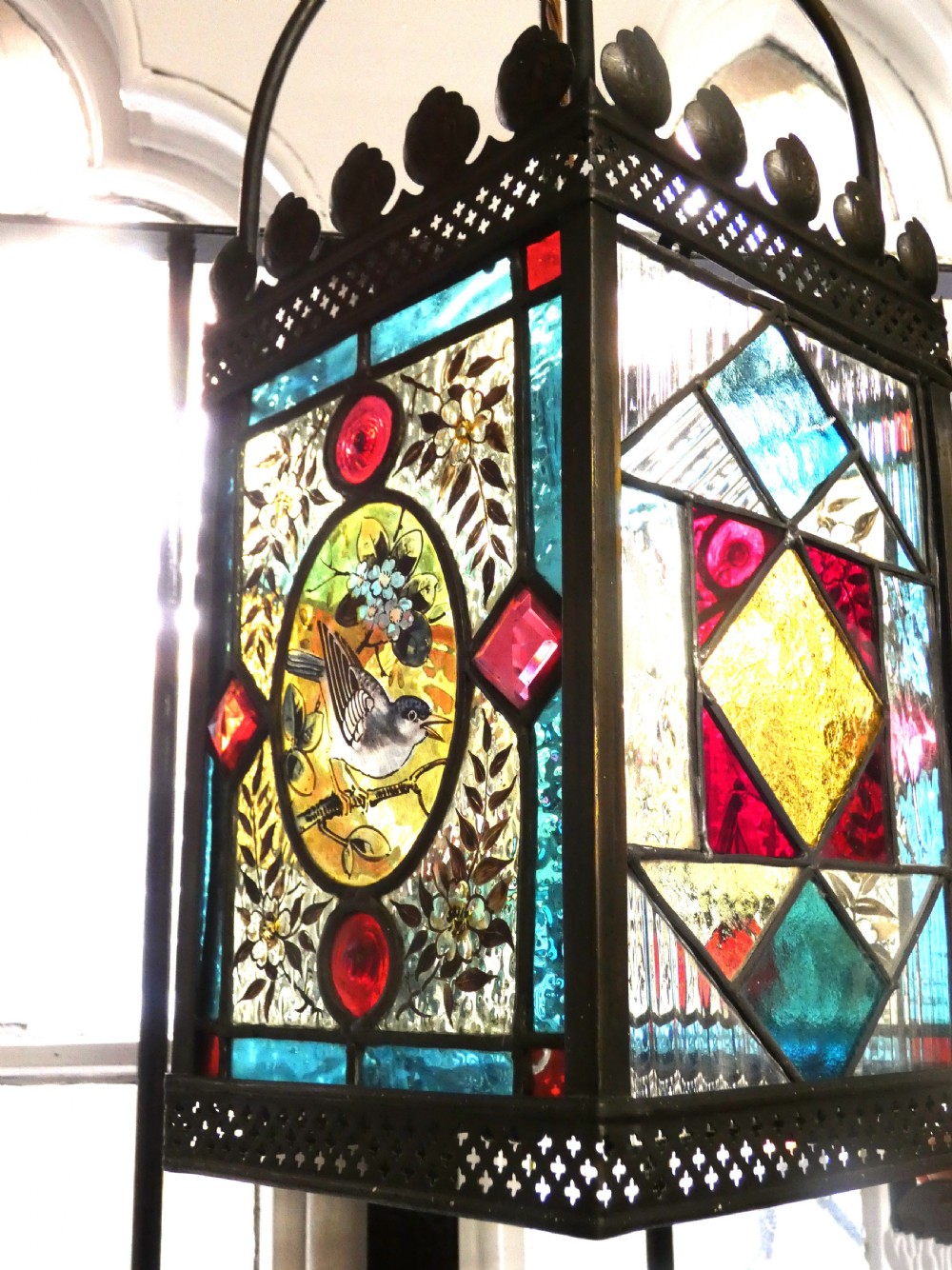 Arts & Crafts stained glass lantern View VIII