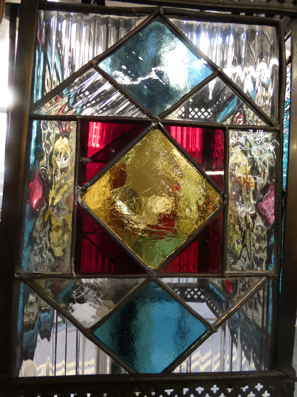 Arts & Crafts stained glass lantern View XI