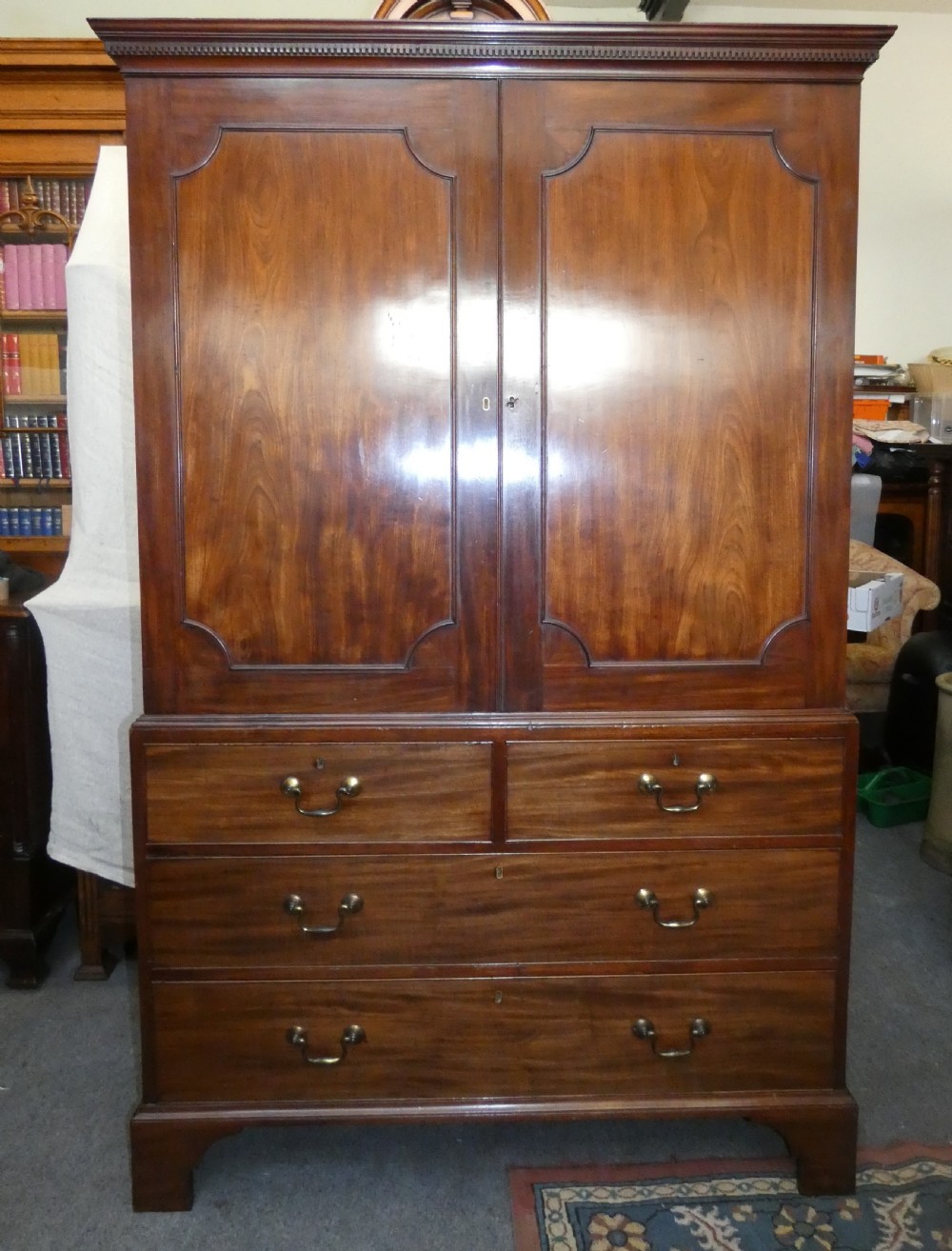Georgian mahogany linen press View III