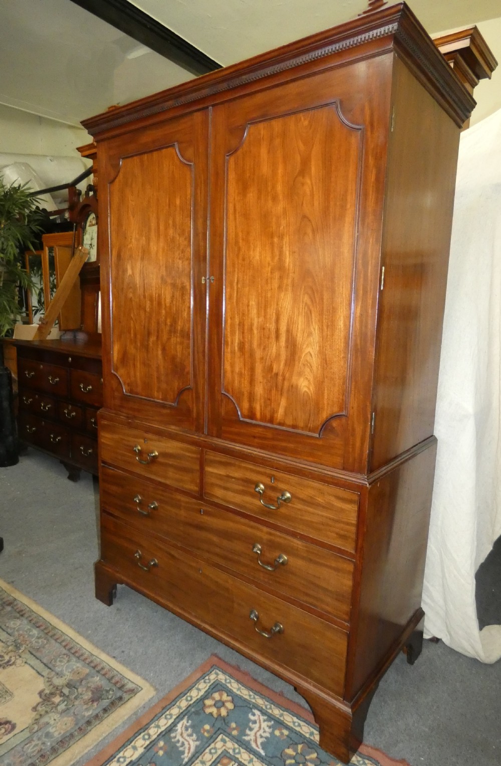 Georgian mahogany linen press View IV