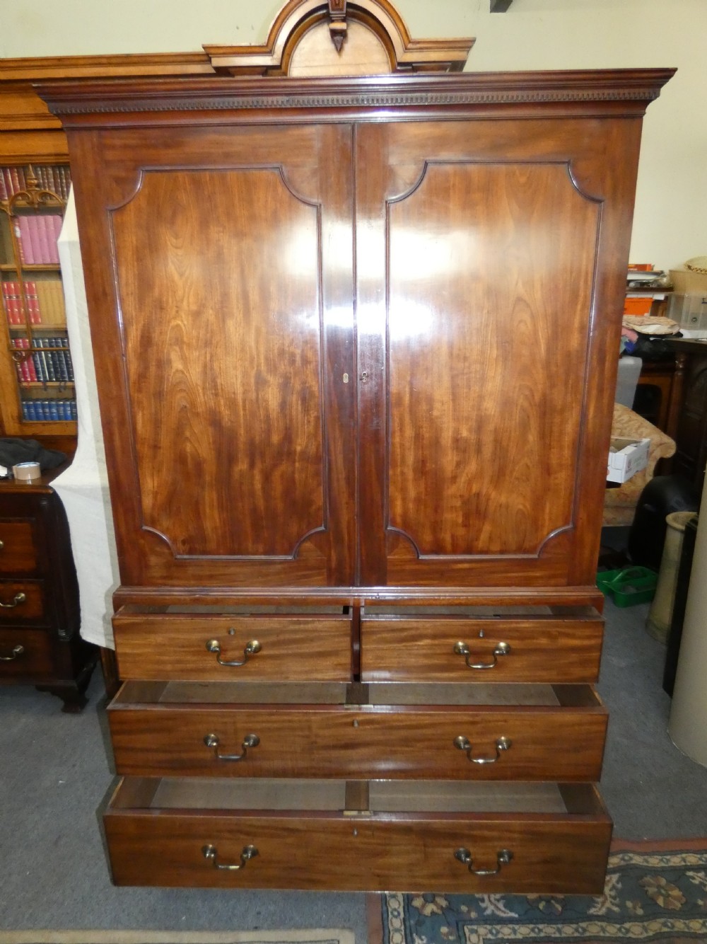 Georgian mahogany linen press View V
