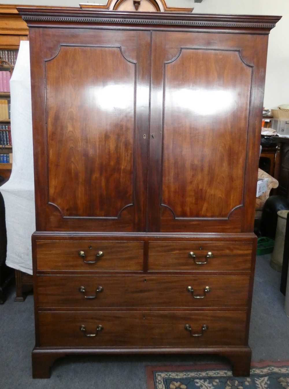 Georgian mahogany linen press View VIII