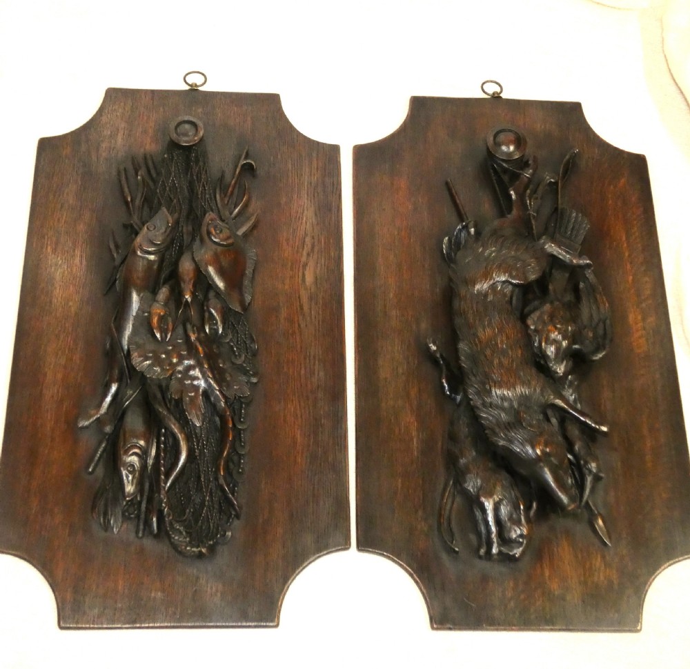 Pair of Black Forest wall plaques